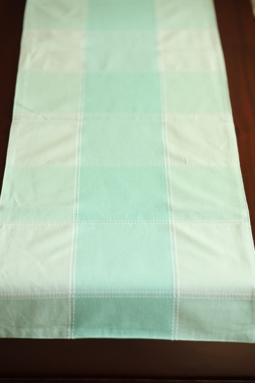 Checks Table runners - Cotton Runners,colour: cyan