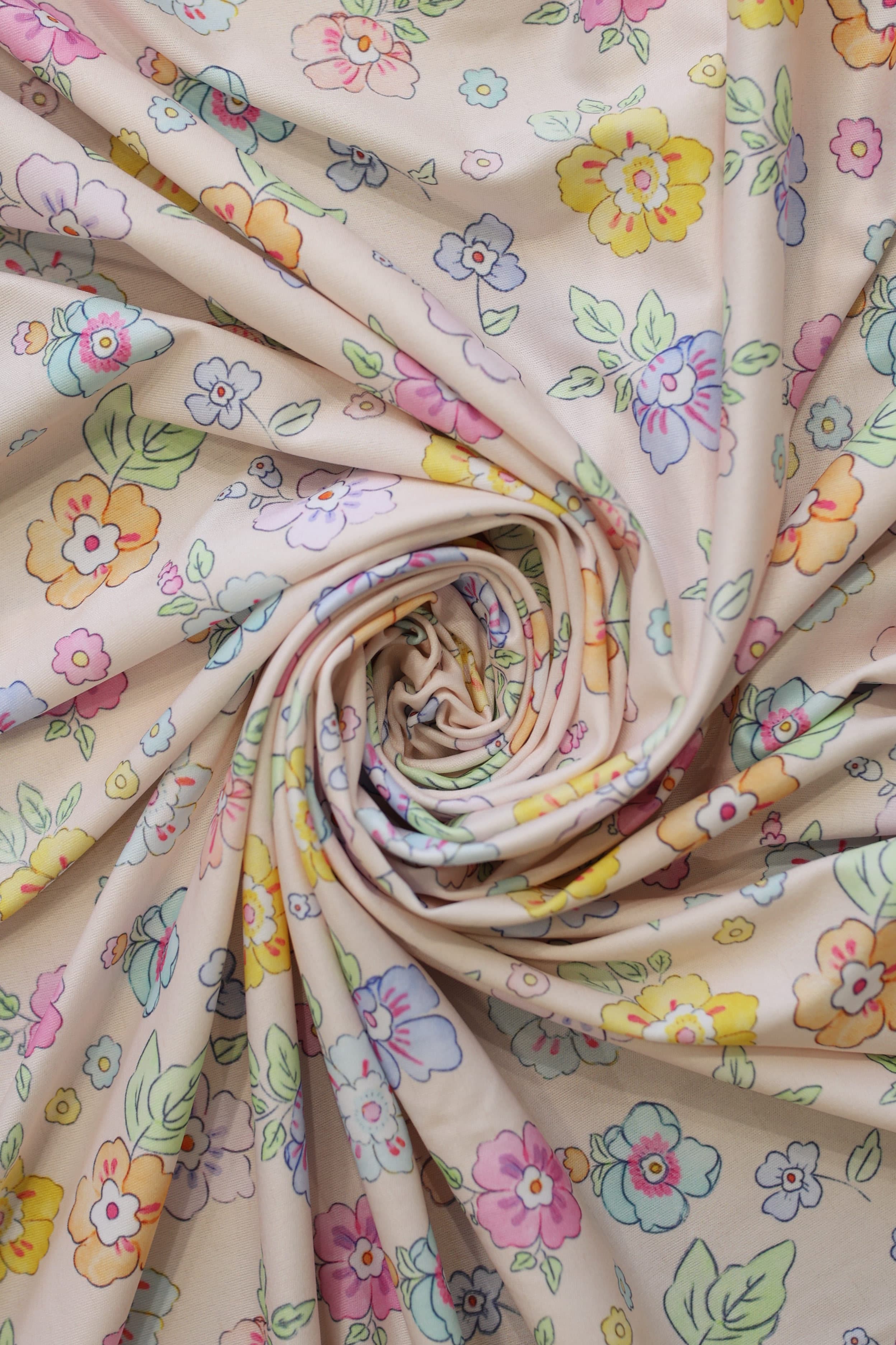 Fabrics - Satin cotton floral fabrics