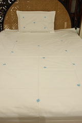 Bedsheets - single premium machine embroidery White bedsheets