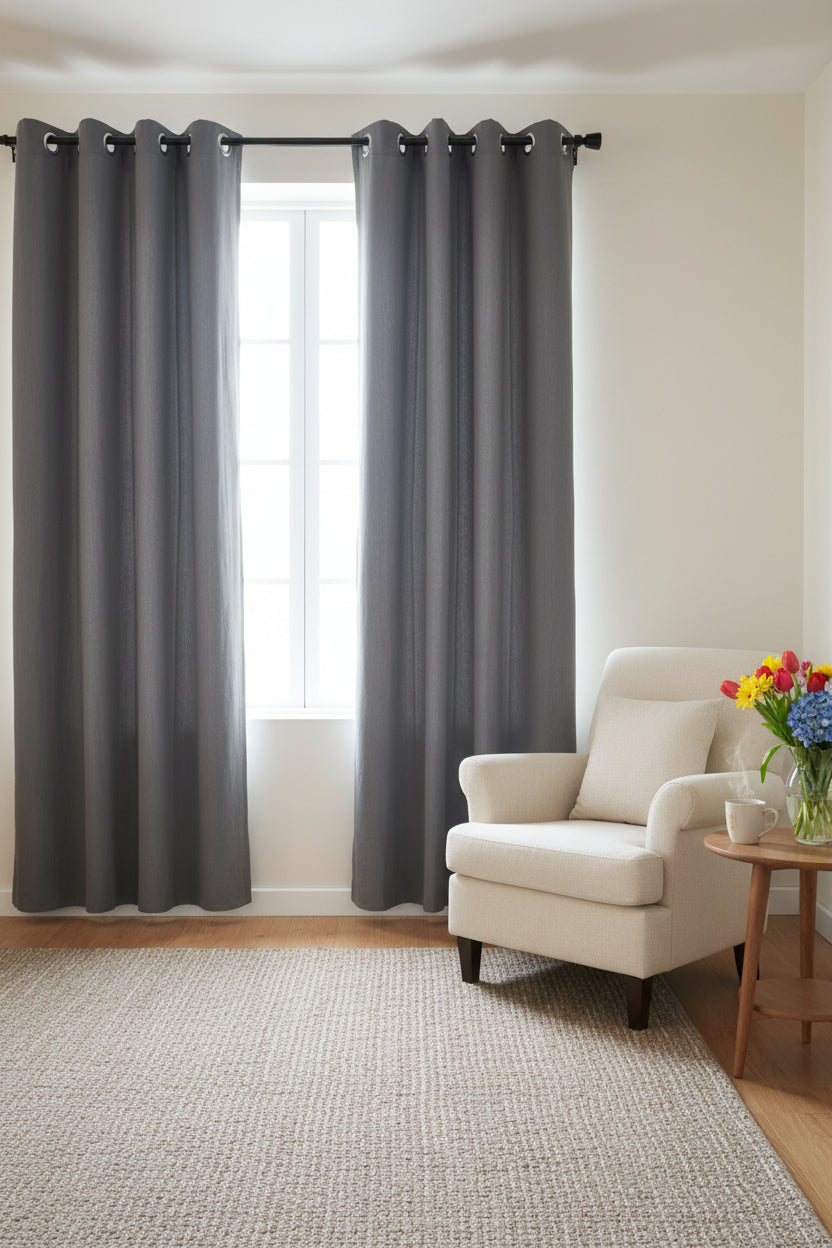 Curtain Solid- Opaque solid curtains Grey