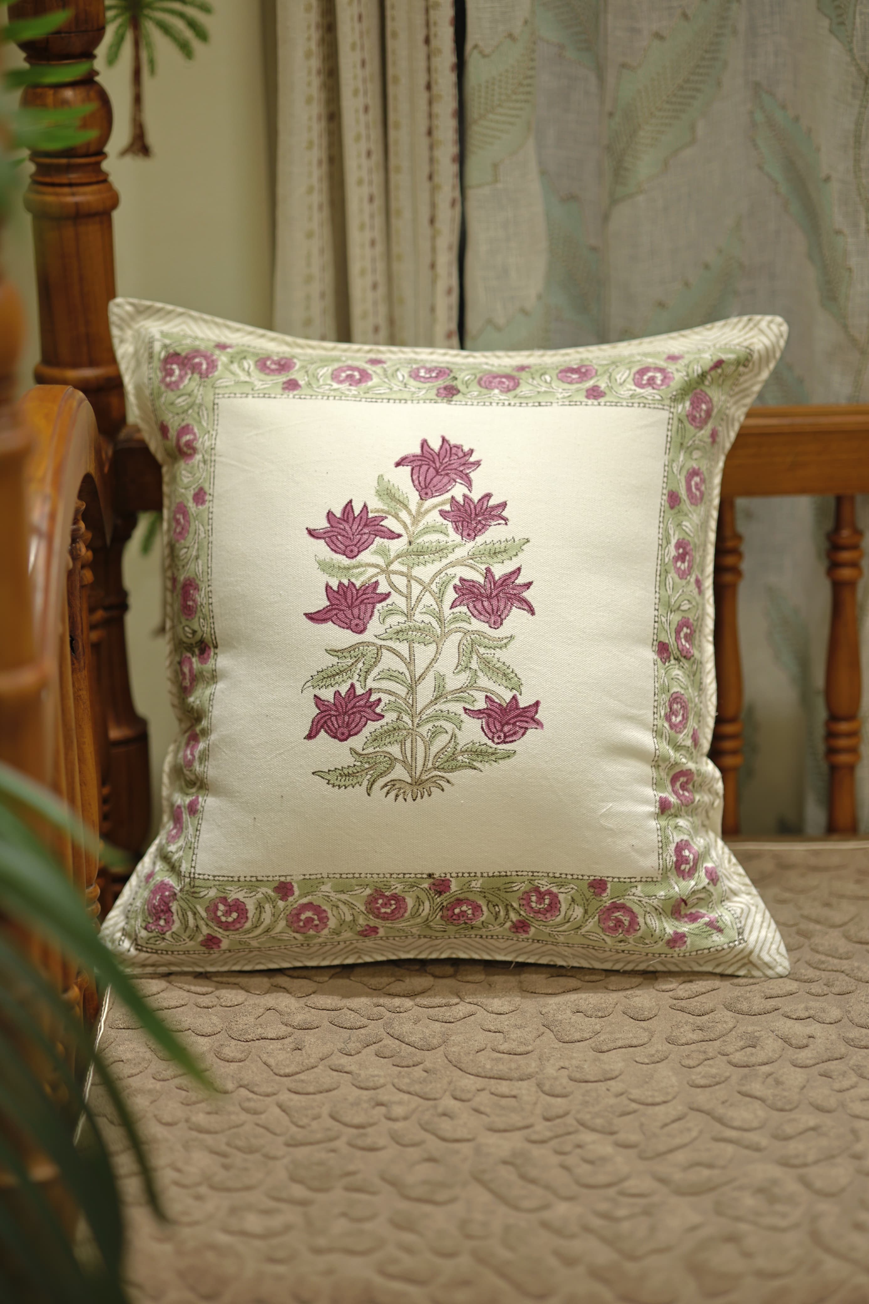 Handblock cushion cover 16×16 inches