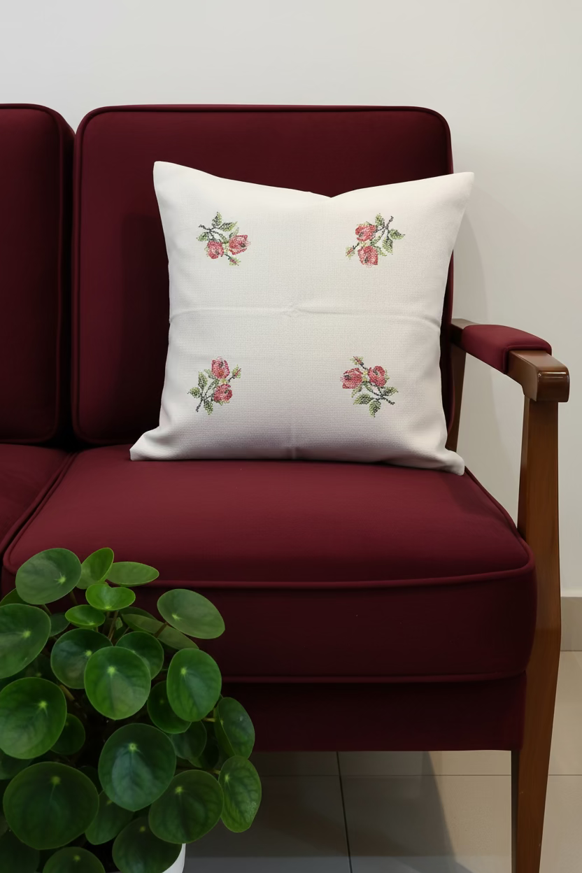Cushion covers:Cross stitch embroidery 16*16 inches