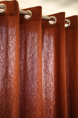 Curtain - Opaque solid plain cotton curtain : Brick red