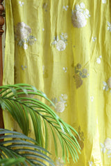 Fabrics - Mul Chanderi embroidery fabric lime yellow